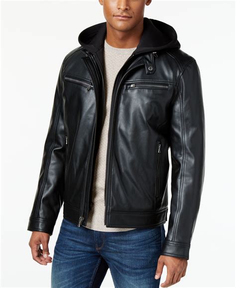 michael kors leather bomber jacket mens|Michael Kors leather jacket.